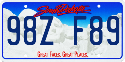 SD license plate 98ZF89