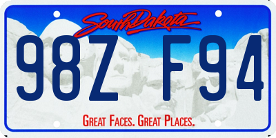 SD license plate 98ZF94