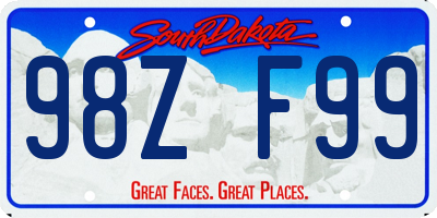 SD license plate 98ZF99
