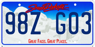 SD license plate 98ZG03