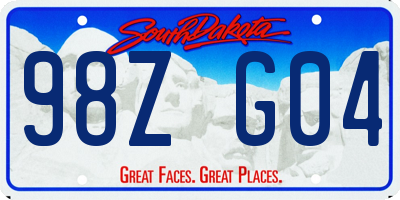 SD license plate 98ZG04