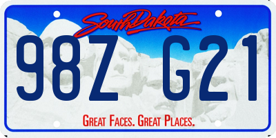 SD license plate 98ZG21