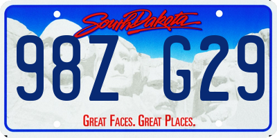 SD license plate 98ZG29