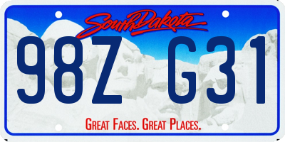SD license plate 98ZG31