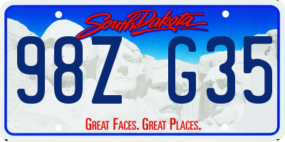 SD license plate 98ZG35