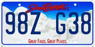 SD license plate 98ZG38