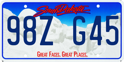 SD license plate 98ZG45