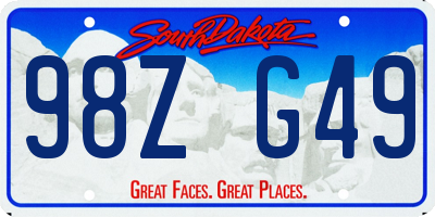 SD license plate 98ZG49