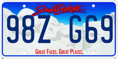 SD license plate 98ZG69