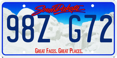 SD license plate 98ZG72