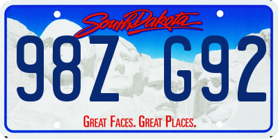 SD license plate 98ZG92