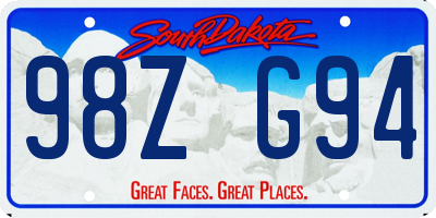 SD license plate 98ZG94