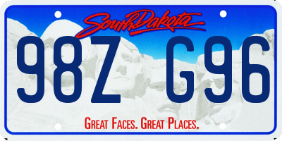 SD license plate 98ZG96