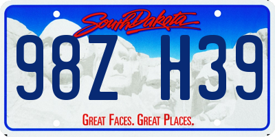 SD license plate 98ZH39