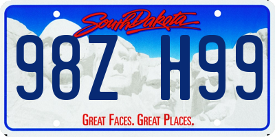 SD license plate 98ZH99