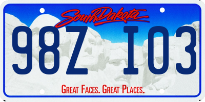 SD license plate 98ZI03