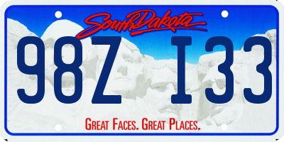 SD license plate 98ZI33