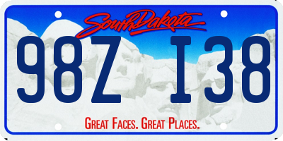 SD license plate 98ZI38