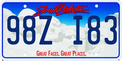 SD license plate 98ZI83