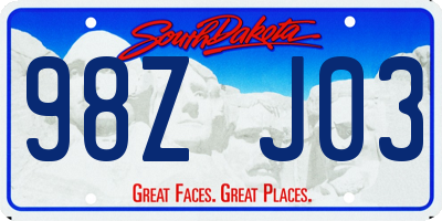 SD license plate 98ZJ03
