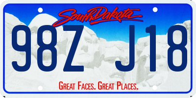 SD license plate 98ZJ18