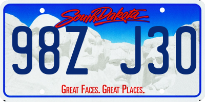 SD license plate 98ZJ30