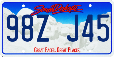 SD license plate 98ZJ45