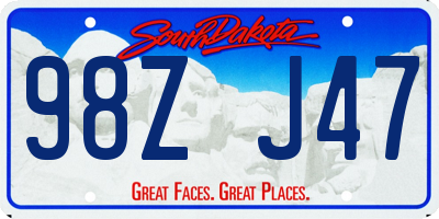 SD license plate 98ZJ47
