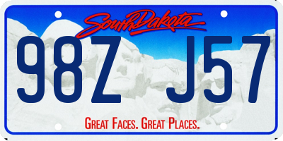 SD license plate 98ZJ57