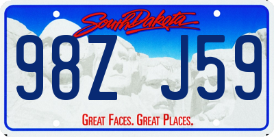 SD license plate 98ZJ59