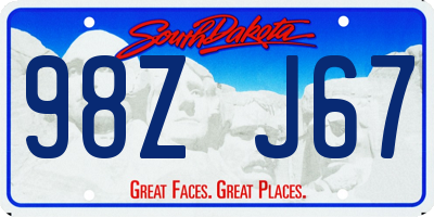 SD license plate 98ZJ67