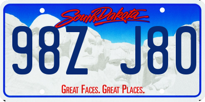 SD license plate 98ZJ80