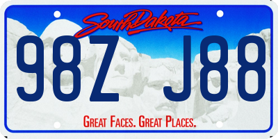SD license plate 98ZJ88