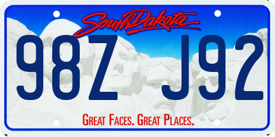 SD license plate 98ZJ92
