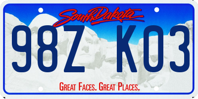SD license plate 98ZK03