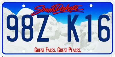SD license plate 98ZK16