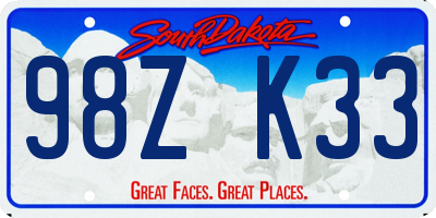 SD license plate 98ZK33