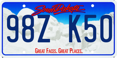 SD license plate 98ZK50