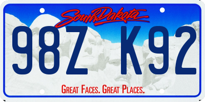 SD license plate 98ZK92