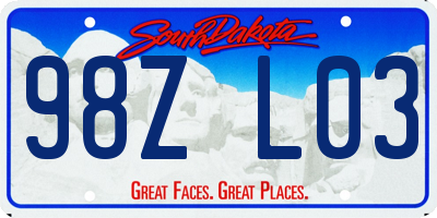 SD license plate 98ZL03