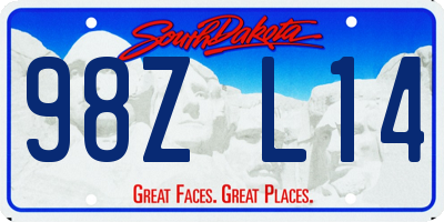 SD license plate 98ZL14