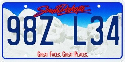 SD license plate 98ZL34