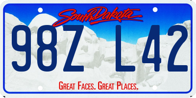 SD license plate 98ZL42