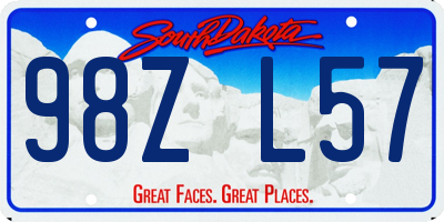 SD license plate 98ZL57