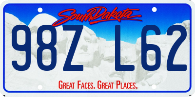 SD license plate 98ZL62