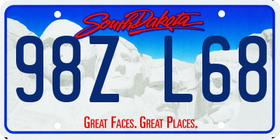 SD license plate 98ZL68