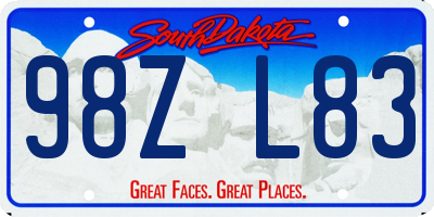 SD license plate 98ZL83