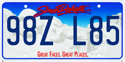 SD license plate 98ZL85