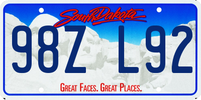 SD license plate 98ZL92