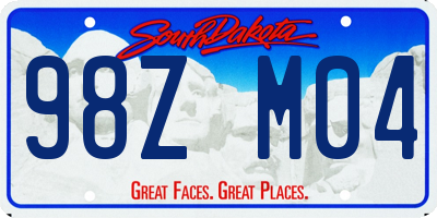 SD license plate 98ZM04